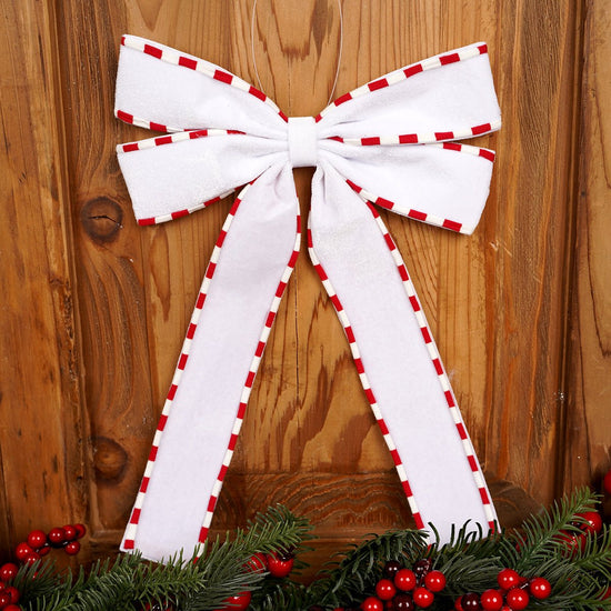 White Red Bow Fabric Christmas Decoration Christmas Place