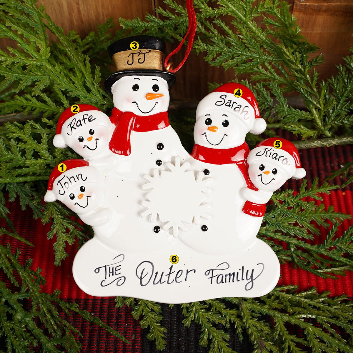 Snowman Family Of 5 Christmas Ornament - Christmas Place