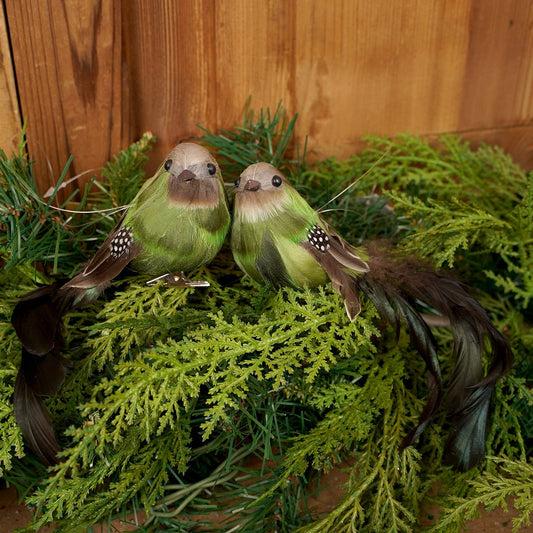 Green Natural Bird Clip Ornament - Christmas Place