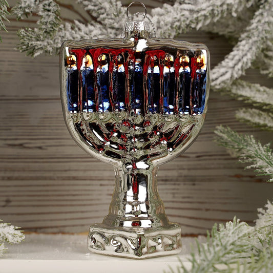 Glass Hanukkah Candle Ornament - Christmas Place