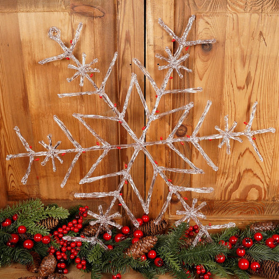 24Inch Brown Red Acrylic Berry Snowflake Ornament - Christmas Place