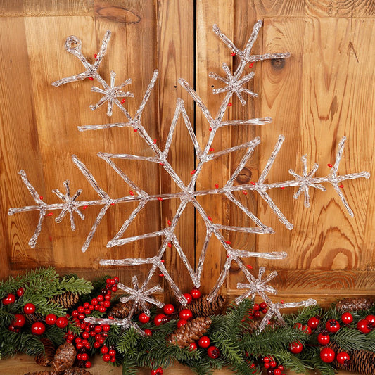 24Inch Brown Red Acrylic Berry Snowflake Ornament - Christmas Place