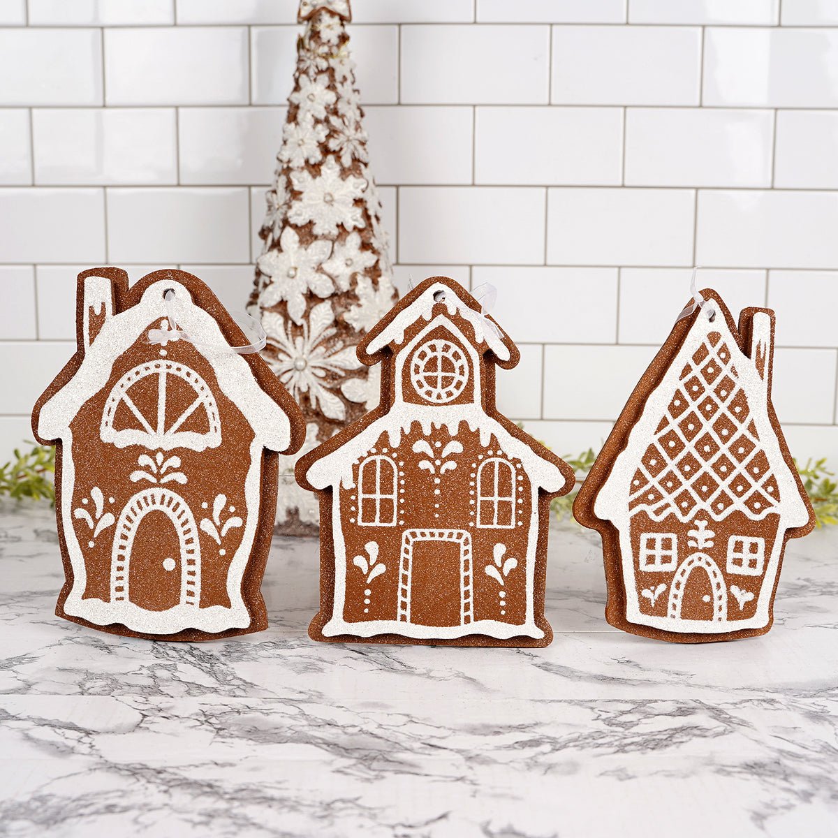 Glitter Gingerbread House Ornaments - Christmas Place