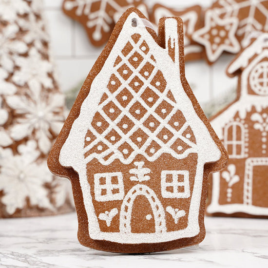 Glitter Gingerbread House Ornaments Horseshoe Styled Door Christmas Place