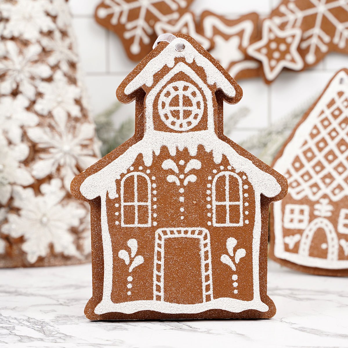 Glitter Gingerbread House Ornaments Colonial House Rectangle Door Glitter Gingerbread House Ornaments
