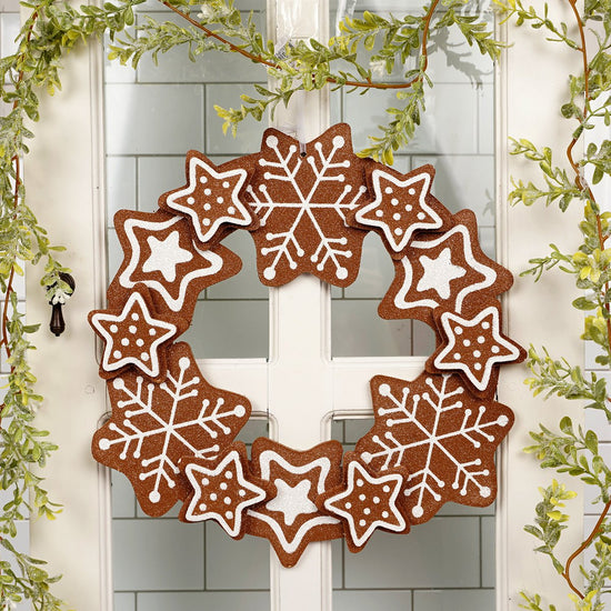 Glitter Gingerbread Hanging Wreath - Christmas Place