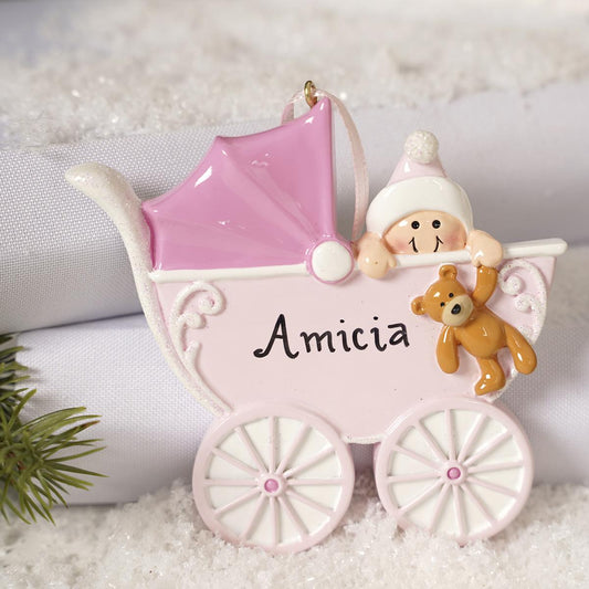 Baby Carriage Pink Ornament - Christmas Place