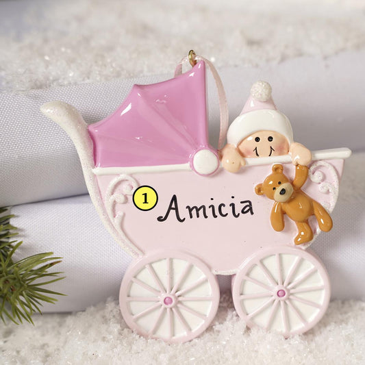 Baby Carriage Pink Ornament - Christmas Place