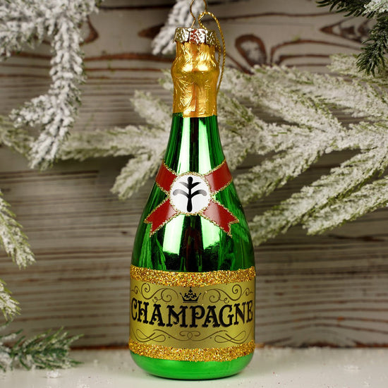 Glass Champagne Bottle Ornament - Christmas Place