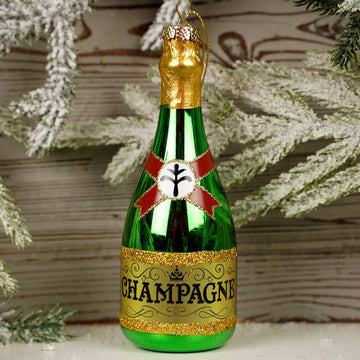 Glass Champagne Bottle Ornament - Christmas Place