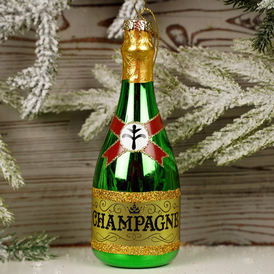 Glass Champagne Bottle Ornament - Christmas Place