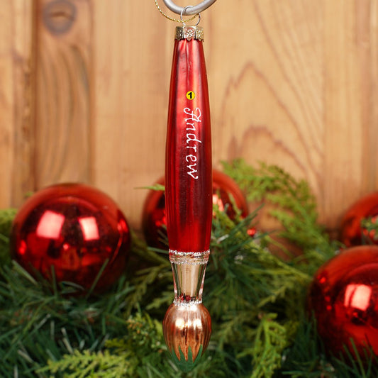 Glass Paint Brush Christmas Ornament 6 inches height- Christmas Place