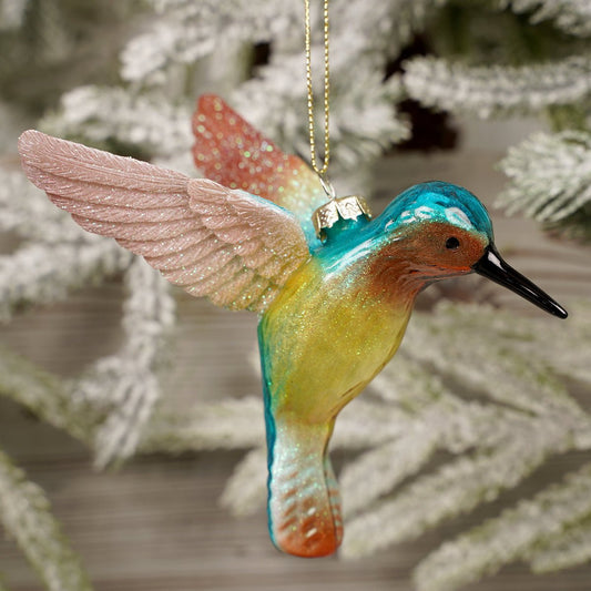 4.8Inch Glass Hummingbird Ornament - Christmas Place