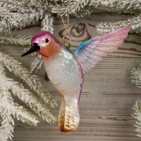 Colorful Glass Hummingbird Ornament - Christmas Place