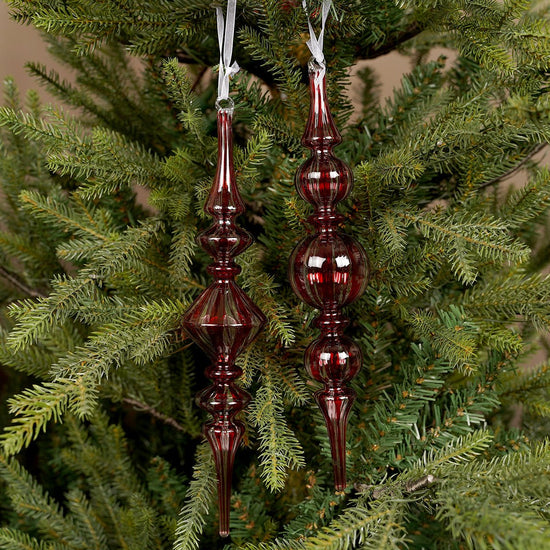 Red Glass Finial Ornament - Christmas Place