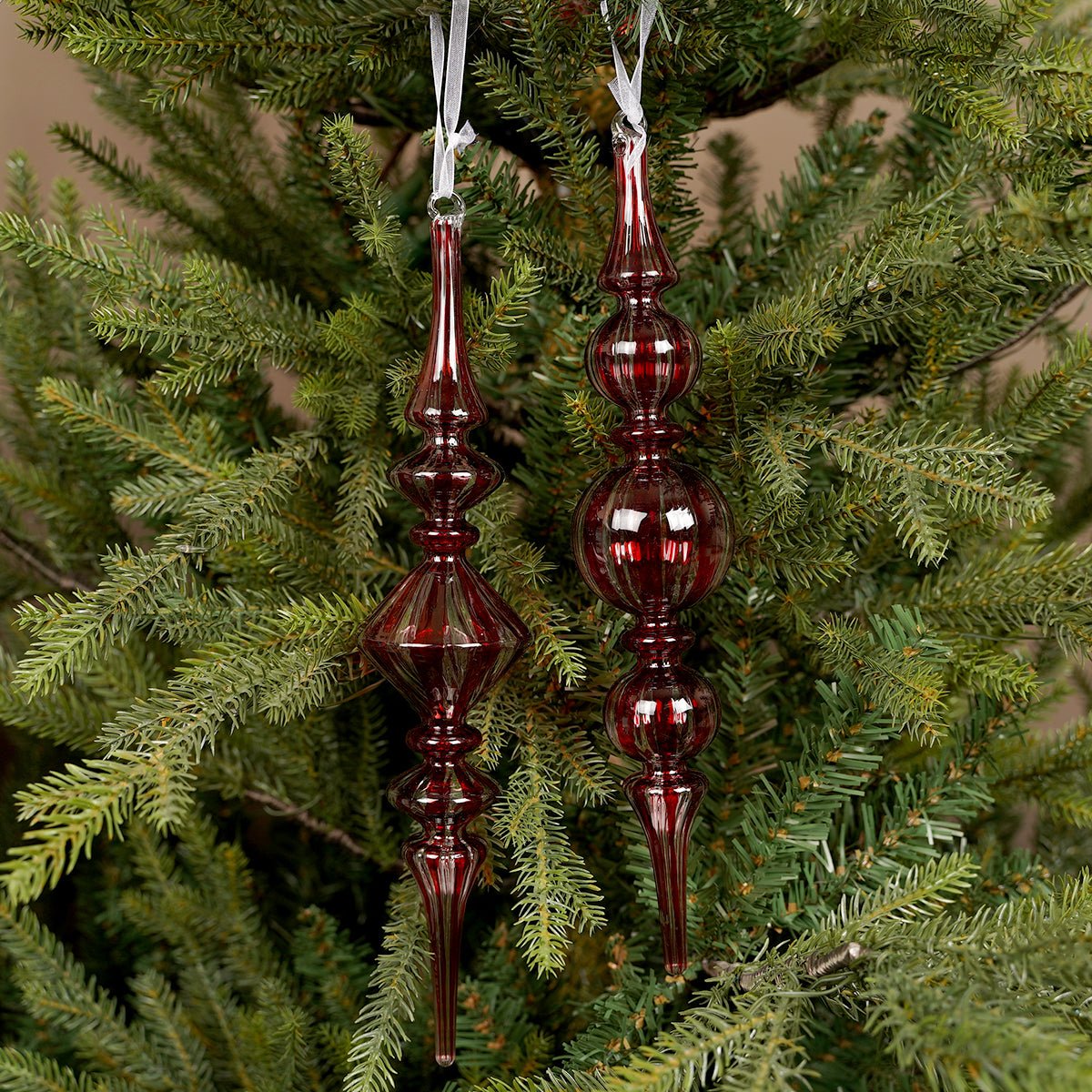 Red Glass Finial Ornament - Christmas Place
