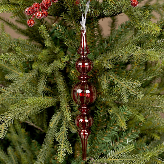 Red Glass Finial Ornament - Christmas Place