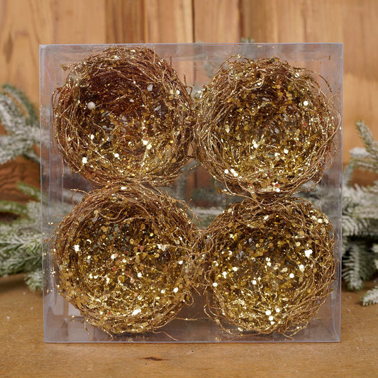 Set of 4 Christmas Tree Natural Gold Nests- Christmas Place