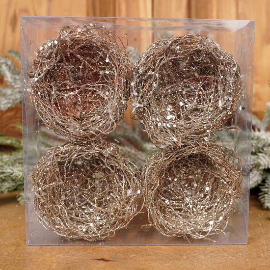 4 Christmas Tree Natural Platinum Nests - Christmas Place