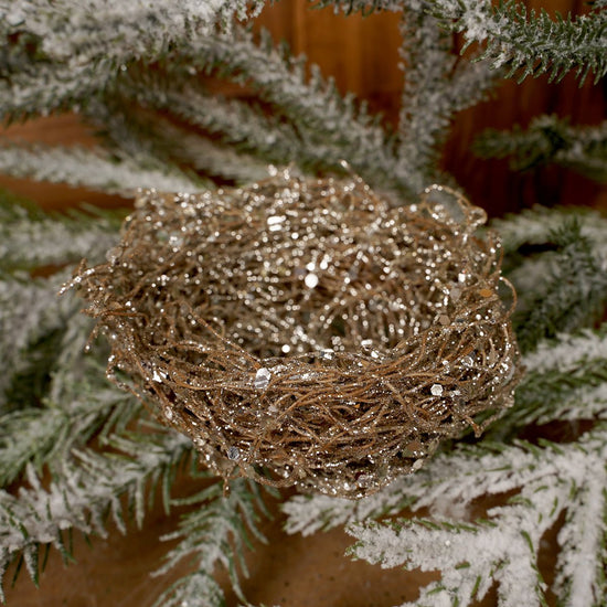 Set of 4 Christmas Tree Natural Platinum Nests - Christmas Place