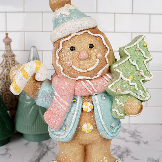 LED Pastel Colors Gingerbread Man 16.5 inches height - Christmas Place