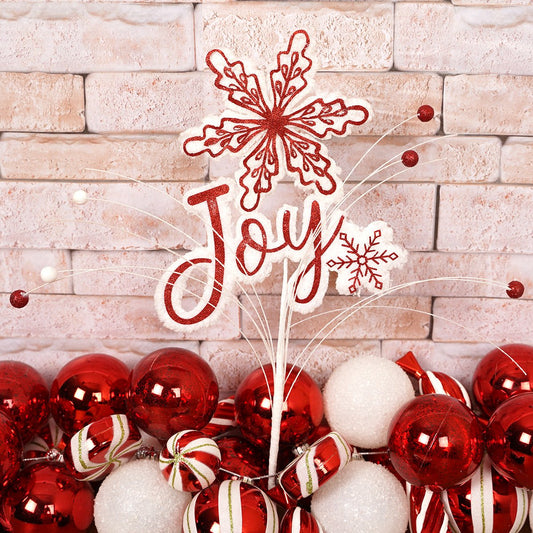 26IN RED WHITE GLITTER BERRY SNOWFLAKE JOY SPRAY - Christmas Place