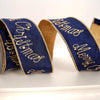 Navy Gold Jewel Merry Christmas Ribbon - Christmas Place
