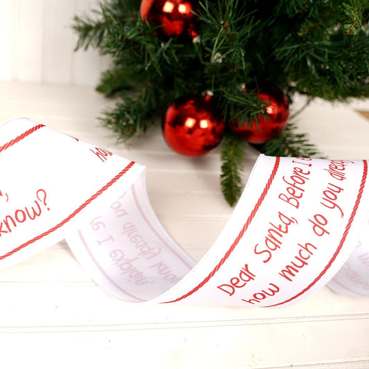 White Red Dear Santa Ribbon - Christmas Place