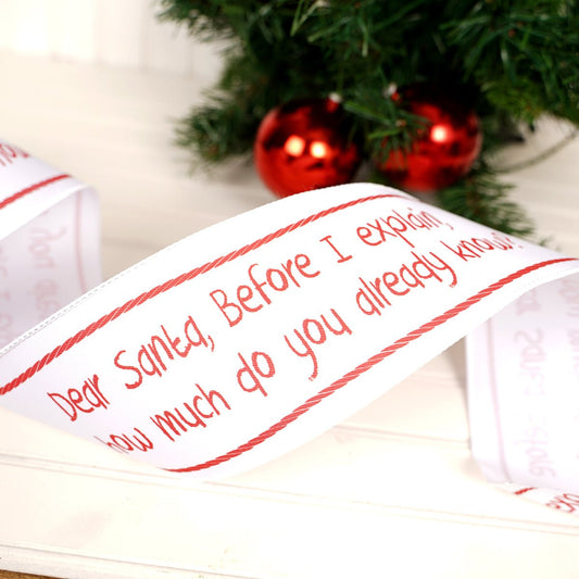 White Red Dear Santa Ribbon - Christmas Place