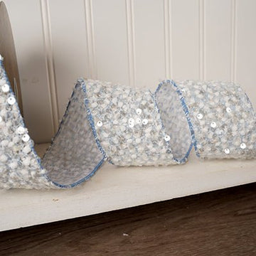 2.5IN BLUE WHITE SNOW SEQUIN (10) - Christmas Place