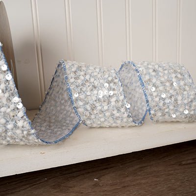 2.5IN BLUE WHITE SNOW SEQUIN (10) - Christmas Place