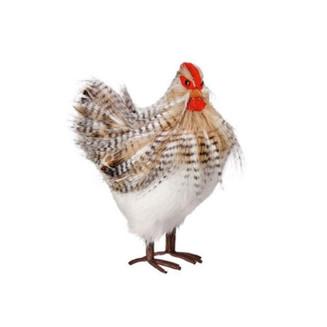 10.5In Striped Feather Hen