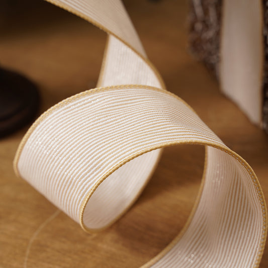 2.5in Natural White Stripe Ribbon