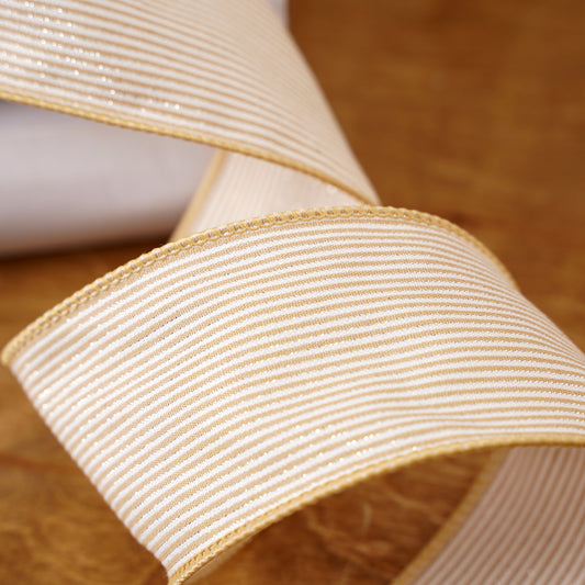 2.5in Natural White Stripe Ribbon