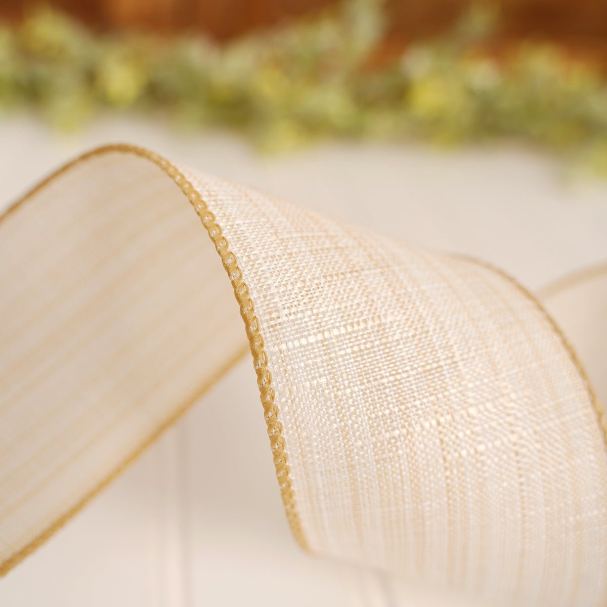 Beautiful Ivory Linen Christmas Ribbon – Christmas Place
