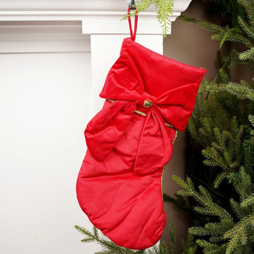 Bright Red Christmas Stocking with Bow - Christmas Place