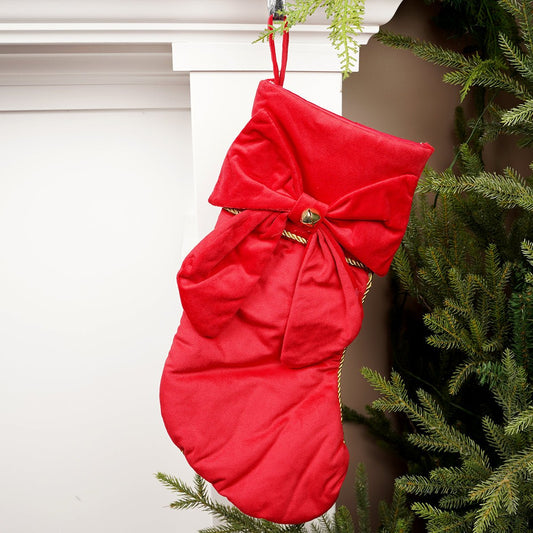 Bright Red Christmas Stocking with Bow - Christmas Place