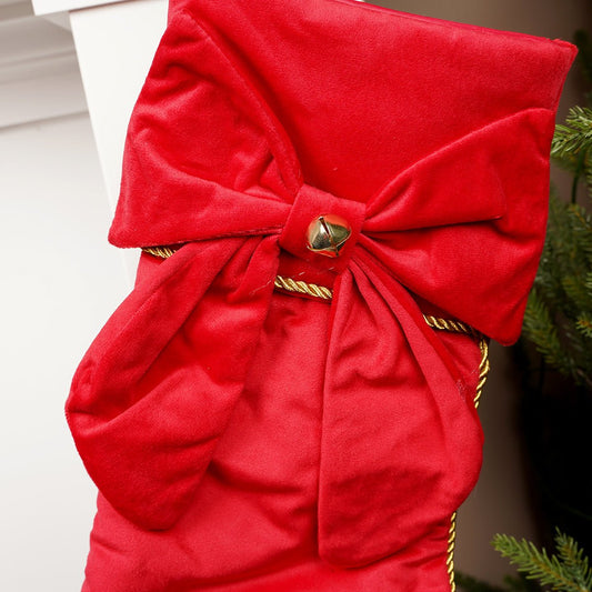 Bright Red Christmas Stocking with Bow 20 inches - Christmas Place
