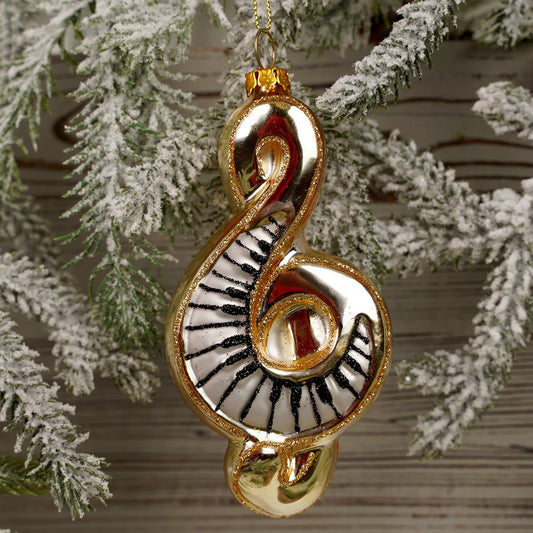 Glass Piano Keys Music Note Ornament - Christmas Place