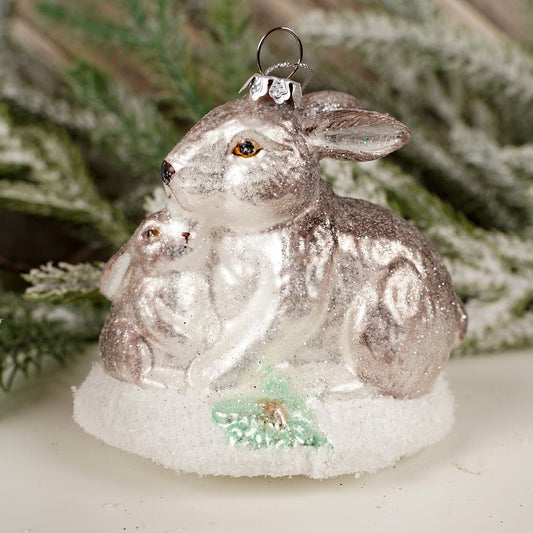 Glass Silver Rabbit Christmas Ornament - Christmas Place