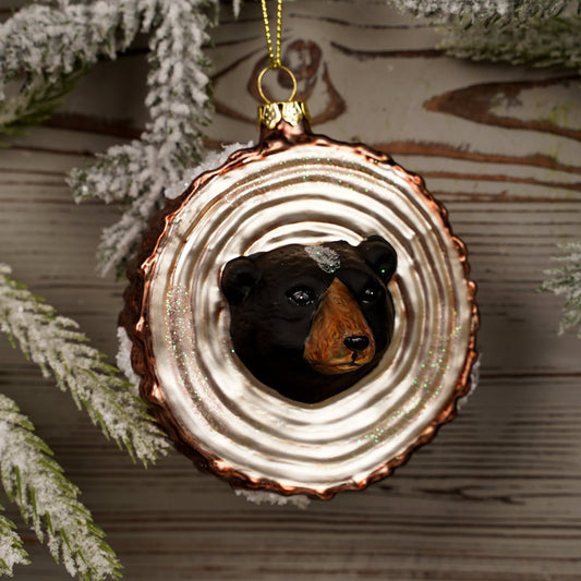 Glass Black Bear Christmas Ornament - Christmas Place