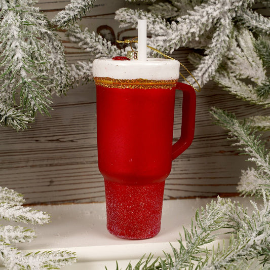 Glass Red Tumbler Christmas Ornament - Christmas Place