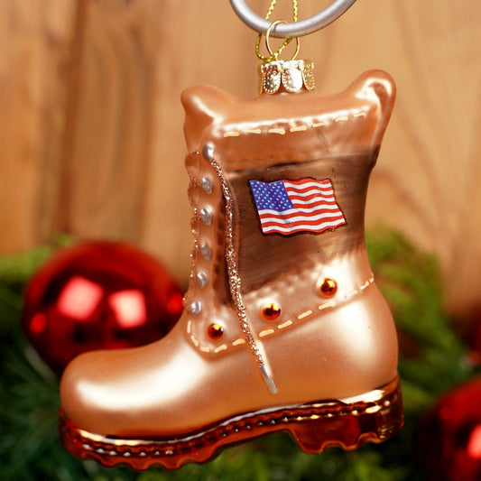 3Inch Glass Gold Boots Ornament - Christmas Place