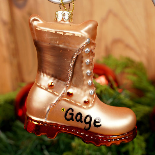 3Inch Glass Gold Boots Ornament - Christmas Place