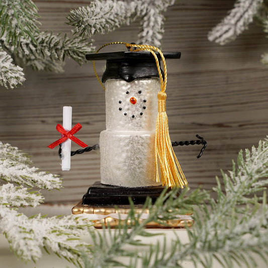Glass Graduate Snowman Ornament - Christmas Place