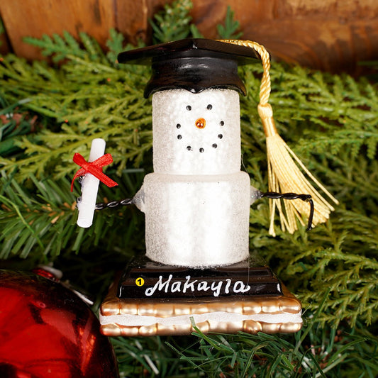 Glass Graduate Snowman Ornament - Christmas Place