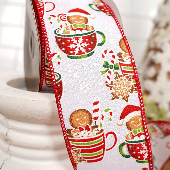 Red White Brown Gingerbread Man Ribbon - Christmas Place