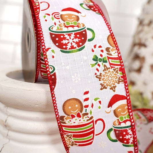 Red White Brown Gingerbread Man Ribbon - Christmas Place
