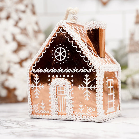 Rose Gold Gingerbread House Ornament - Christmas Place