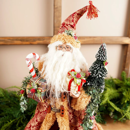 Christmas Place Red Gold Santa Figure with Presents 16 inches tall